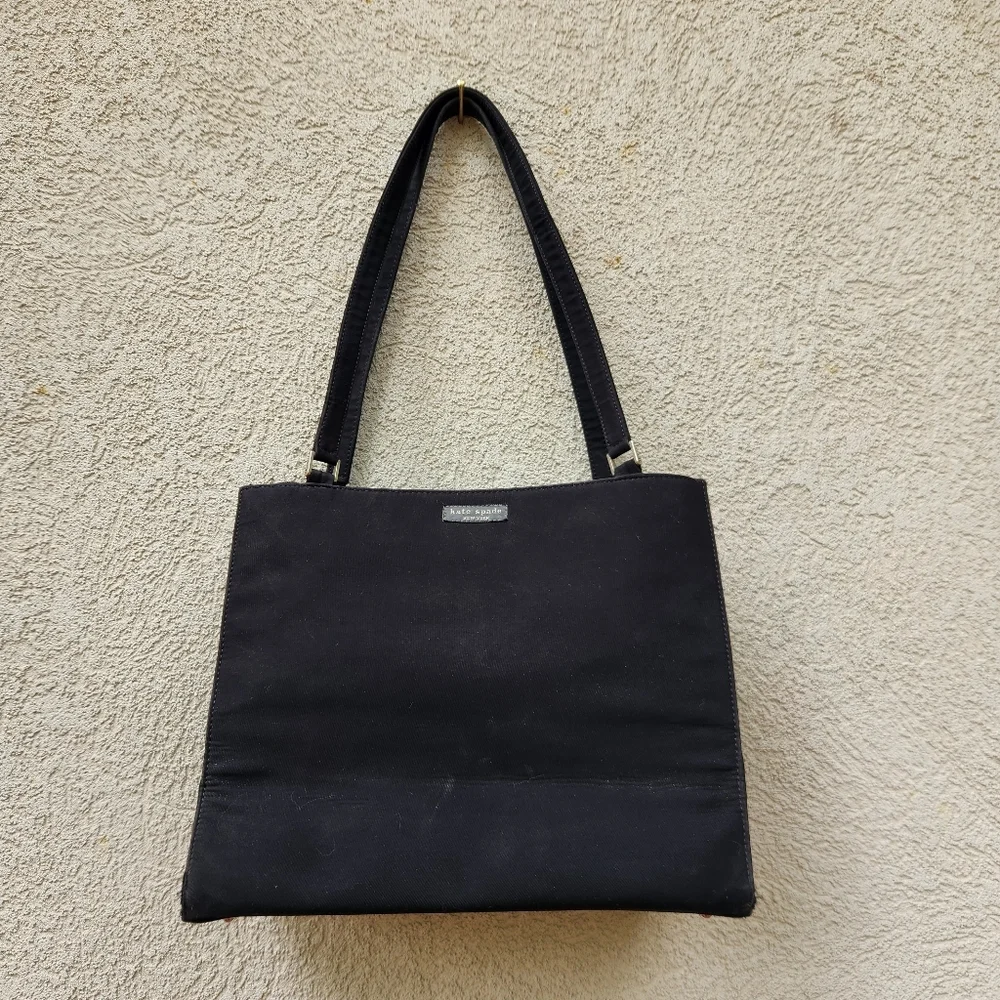 Kate Spade New York Sam Handbag Black Nylon Box Bag Double Handle Purse